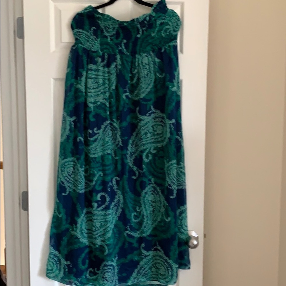 Strapless, paisley dress polyester maxi